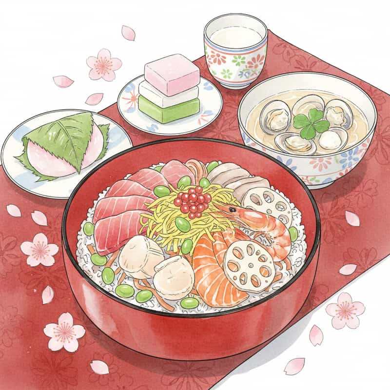 ひな祭りの食べ物完全ガイド｜ちらし寿司・はまぐり・ひなあられの由来