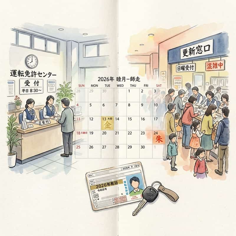 免許更新 平日と土日どちらが吉日? ─ 混雑回避と暦で選ぶベストタイミング 2026