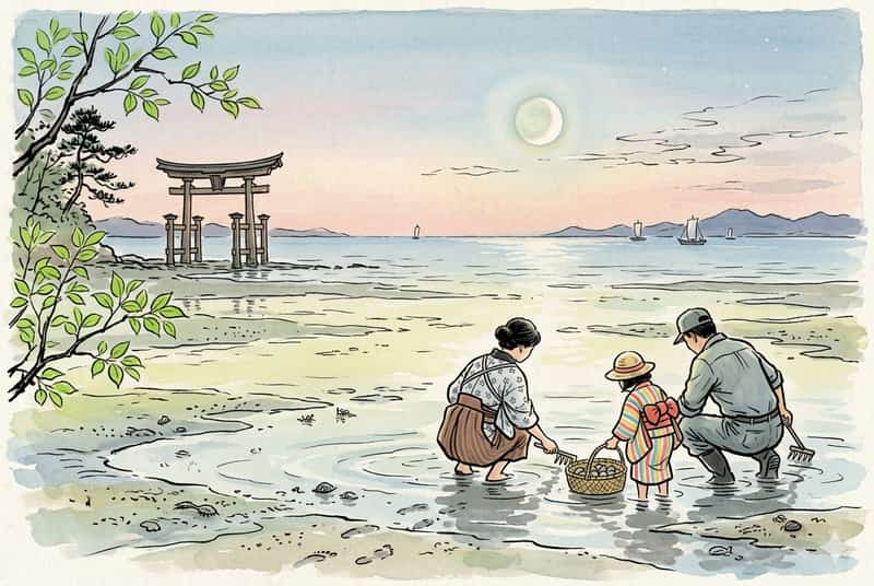 2026年GWの潮干狩り暦 ─ 5月2日満月から始まる大潮期、月齢×吉日で選ぶ家族レジャーのタイミング
