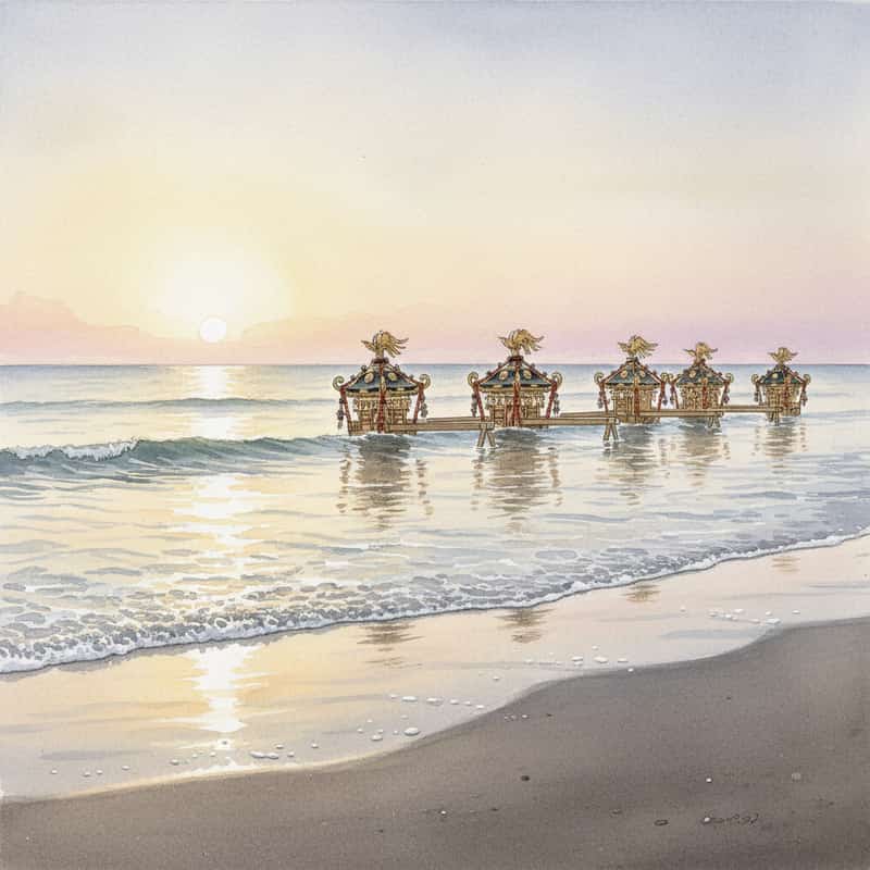浜降祭2026 ─ 海の日の暁、茅ヶ崎西浜に神輿が海へ入る「暁の祭典」と禊の渡御