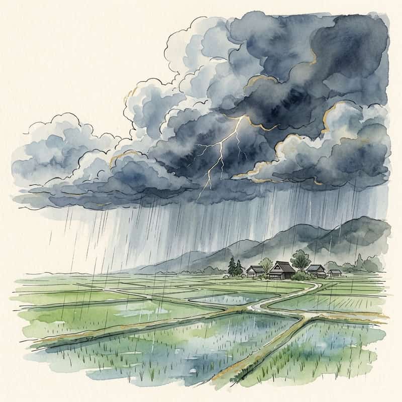七十二候 大雨時行 2026 ─ 8月2日〜6日、大暑末候 夕立と雷が駆ける夏の終わりの5日